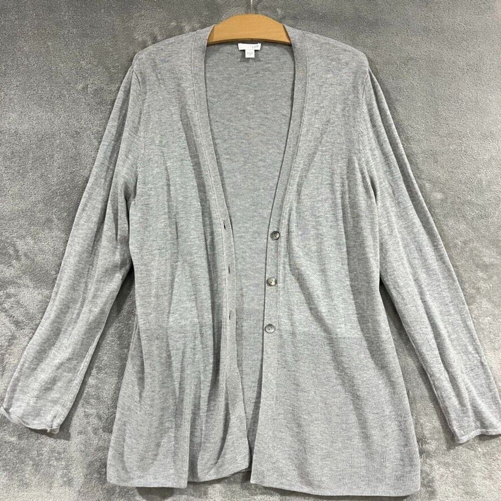 J Jill Gray Lightweight Button Cardigan Cotton Blend Sweater Womens Sz Med